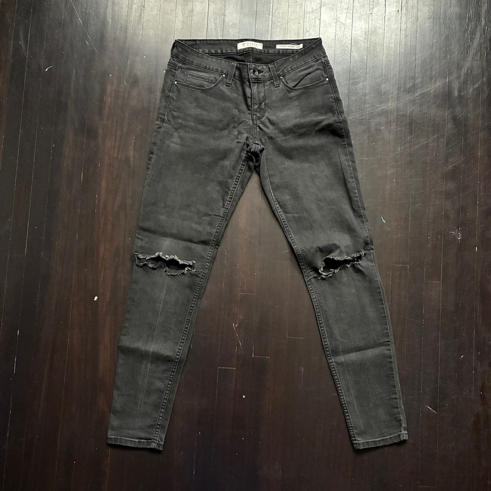 Guess black skinny jeans, power skinny low cut, size 27